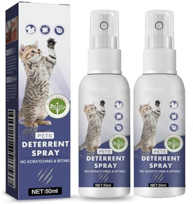Spray Antiarañazos Gatos,Spray Repelente Gatos,Sprays Educador Gatoes Antiarañazos para Proteger Muebles,Plantas,Suelos,Adiestramiento de Gatoes 50ml*2pc