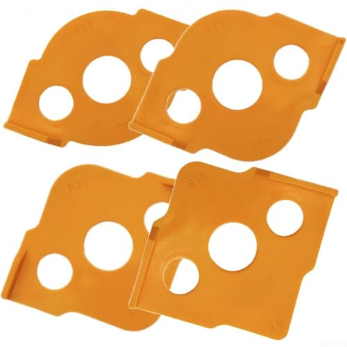 Lot de 4 gabarits de défonceuse pour le travail du bois avec 8 gabarits de rayon R5 à R40 pour coins ronds et coupe des bords, matériau ABS haute dureté pour traitement CNC pour les professionnels