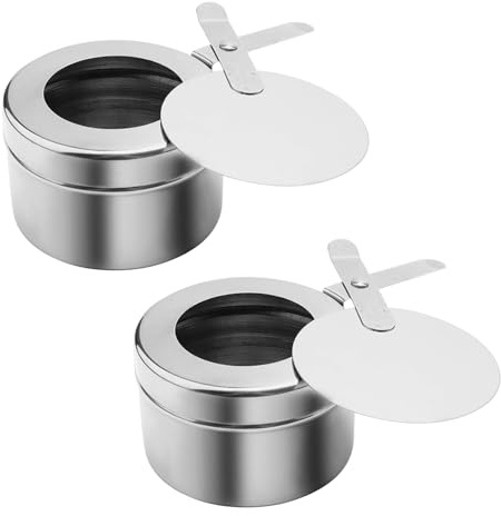 URCheers 2 st behållare för brännpasta med lock, rostfritt stål bärbar fondue brännare inget bränsle, behållare för fondue matvärmare chafing dish, rostfritt stål bränsle för torr gryta kök, buffé