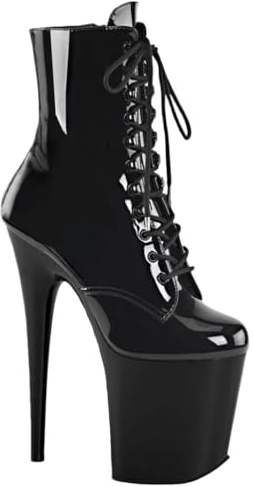 EFLALYHG Bottines à Paillettes pour Femmes, Bottes à Talons Aiguilles à Plateforme de 20 cm, Chaussures habillées pour Strip-teaseuses Pole Dance discothèque,Noir,39 EU