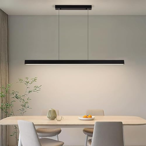 Rravdst Modern Linear LED Pendant Light 80CM, Dining Pendant Light, Kitchen Over Island Lights 10% to 100% Dimmable Pool Table Lighting 3000K/4500K/6500K for Office