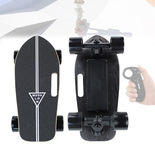 Pnpaea Longboard EléCtrico, Ligero, Mini Longboard Original, Carga MáXima De 99 Kg, Frenado Suave, con Control Remoto De 4 Velocidades, para Campus Y Ciudad Black-8kmRange