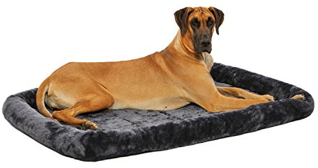 MidWest Homes for Pets QuietTime Giant Dog Bed – Gray Faux Fur Bolster, Ultra-Soft and Machine Washable, Fits 137 cm Crates and Carriers, for XXL Breed Dogs