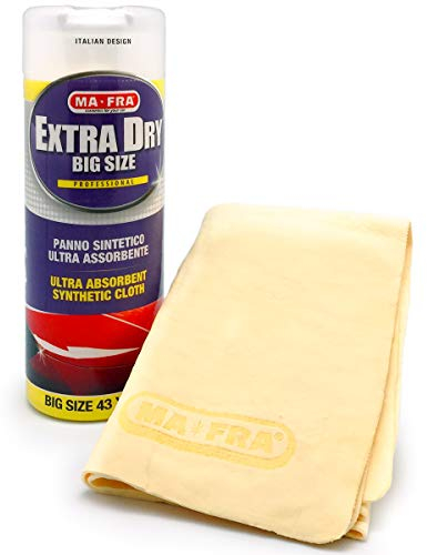 Ma-Fra Panno Extra Dry, Scamosciato Sintetico, Asciuga Senza Lasciare Aloni, Super Assorbente, Resistente All'usura, Adatto per Auto, Moto, Camper, 43 x32cm
