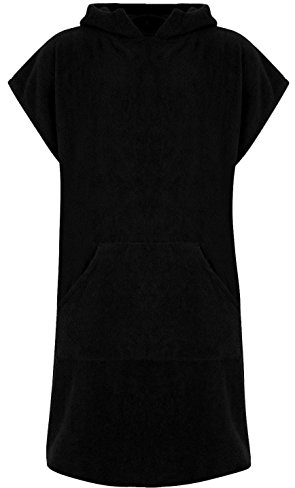 Adore 100% Cotton Hooded Changing Robe Black S/M Poncho Towel