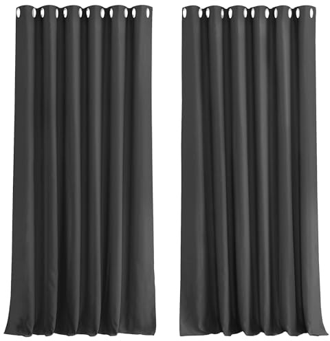 Aspire articoli per la finestra trattamenti tende oscuranti con occhielli, pronte da appendere, per isolamento termico top anello per finestre, soggiorni, Grey, 90 Width X 90 Drop (228 x 228 CM)