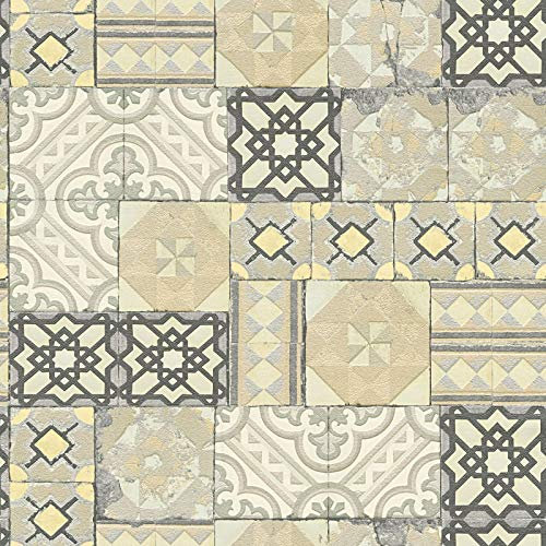 Vintage-Tapete Tapete Küche Grau Grün Silber Papiertapete Grau Grün Silber | Tapeten Online-Shop