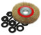 Rundbürste aus Stahl, Durchmesser 200 mm, Metallbürste, rund, flach, mit 10 Adapterringen, Loch 13 mm, 16 mm, 22 mm, 25 mm, für Schleifmaschine, Tischschleifer, Schleifen/Reinigen/Schleifen/Beizen