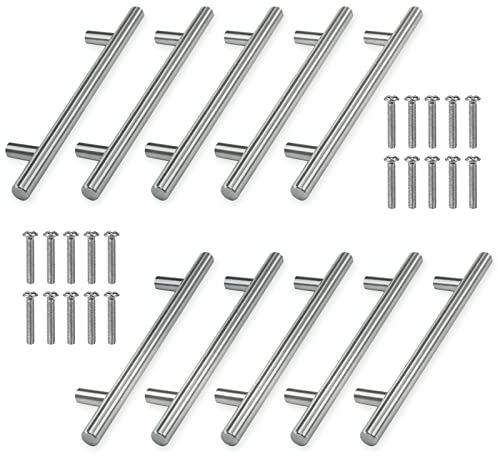 Gtwinsone 10 Stück Schrankgriffe Edelstahl 96mm Lochabstand Küchengriffe Gebürstet Möbelgriffe Griffe für Küchenschränke Schubladen (Silber)