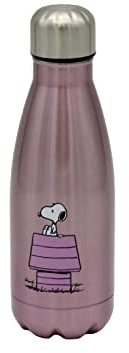 CYP BRAND Snoopy - Botella Agua de Acero Inoxidable, Cierre Hermético, con Diseño Snoopy, 550 ml, Morado Metalizado, Producto Oficial, B-02-SY