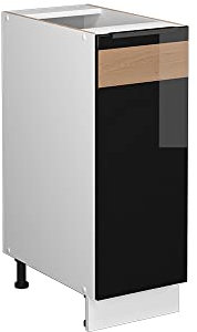 Vicco Apothekerschrank Fame-Line, Schwarz-Eiche Hochglanz/Weiß, 30 cm ohne Arbeitsplatte