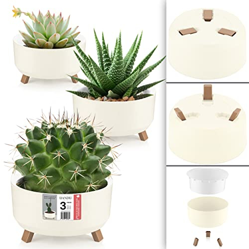 uandu 3er Blumentopf Set, 3 Größen, BPA frei Kunststoff Blumenständer fürs Zuhause, Plant Pot, übertopf, Flower Pot, Pflanzkübel, Pflanztöpfe, Blumentöpfe, Blumentopf Gross, Pflanzentopf Groß
