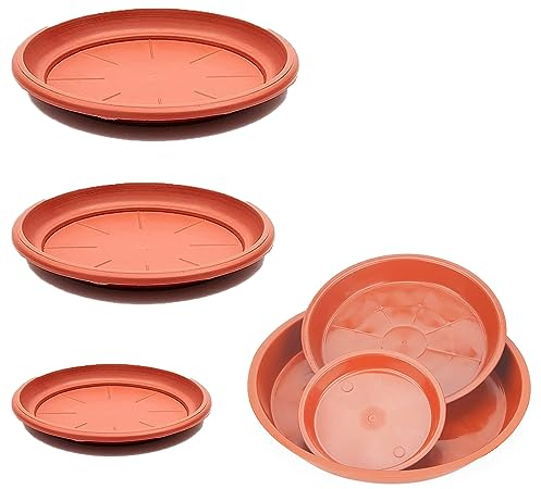 Gunwon 6pcs Garden Plant Saucer,Plant Pot Saucers,Round Plant Water Catcher Tray Plastic Plants Trays Flower Pot Drip Dishes,Garden Saucers Plant Pot Saucer Trays for Household Garden Plants(3 Sizes)