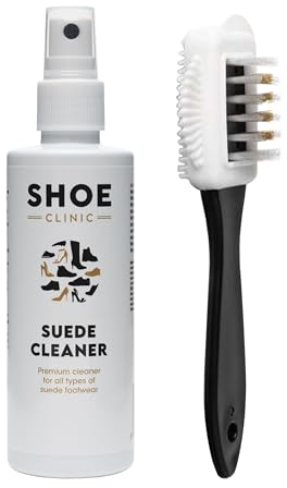 Shoe Clinic Suede Cleaner and Suede Brush | Deep Cleans & Protects | Use on Dress Shoes, Trainers, Boots, Heels, Sandals
