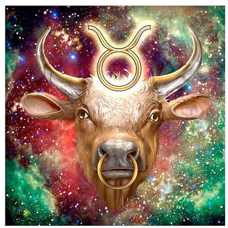 DCIDBEI Peinture Diamant Signe du Zodiaque Taureau 40x40cm Diamond Painting Taureau Zodiaque Peinture Diamant Signes Zodiaque Enfants Filles Perles Diamant Zodiaque Diamond Painting Fluorescent Nuit