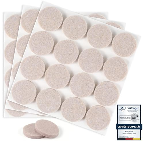 moinkerin 48 Pezzi Feltrini Autoadesivi per Sedie Rotondi 30mm Feltrini per Mobili Pesanti 5mm Thick filtrini sotto la sedia Pavimenti in Legno Antigraffio e Riduzione del Rumore Beige