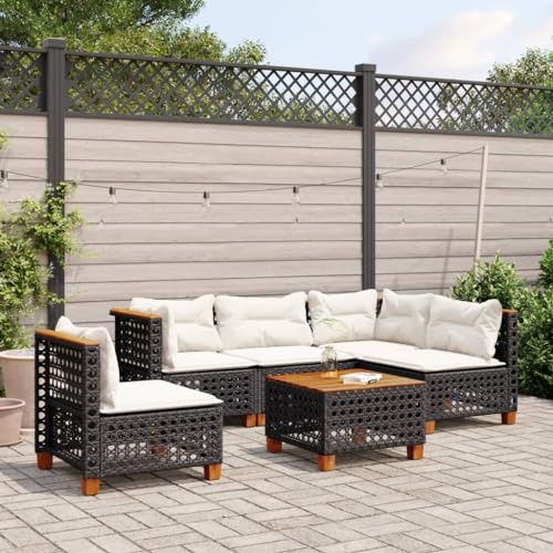Festnight Gartenmöbel-Set aus PE-Polyrattan Balkonmöbel Terrassenmöbel Ecksofa Garten Balkonlounge Set Lounge Gartenlounge Terrassenmöbel Schwarz 6-tlg-Type-30