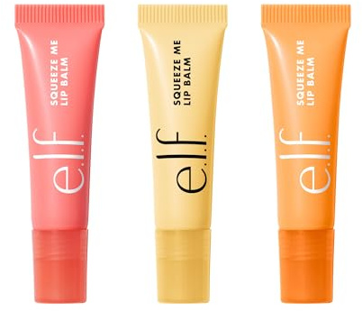 e.l.f. Squeeze Me Trio | Set di 3 Balsami Labbra Idratanti e Colorati, Ideali per Labbra Secche e Screpolate, Con Deliziosi Aromi Fruttati, Vegan | 3 x 6 g (0.21 Oz)