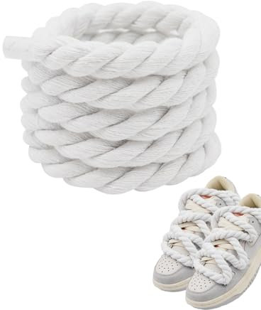 QLEUIFT 1 Par Cordones Zapatillas Gruesos Para Air Force 1, accesorios de bricolaje, Cordones Redondos de 8 mm (1,5 m) (blanco)