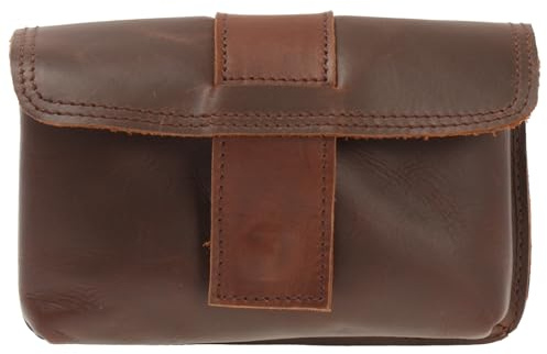 LECONI große Gürteltasche Bauchtasche Leder Hüfttasche Handytasche Ledertasche für Damen & Herren Rindsleder 18x10x6cm braun LE9030-wax