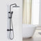 Thermostatic Shower Mixer Set Black, ROWINNAO 21cm Square Overhead Rainfall Shower Head, 3 Jet Types Handheld Shower, Height Adjustable Shower Set, Thermostatic Shower System Anti-Scalding