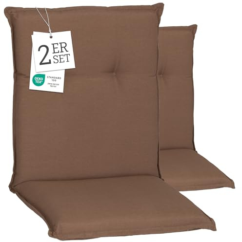Beo® Turin Niedriglehner Gartenstuhl-Auflagen 2er Set | Waschbar | Atmungsaktiv & UV-beständig | Öko-Tex Standard | Made in EU | 98x46x8 cm | Komfortable Sitzkissen Outdoor