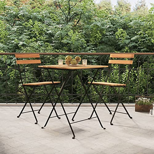 Snsowed Sedie Pieghevoli da Bistrò 2 pz Legno Massello Teak e Acciaio,Sedie Pieghevoli da Bistrò,Sedie Pieghevoli da Esterno-319979