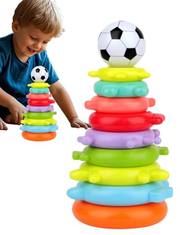 Celuicion Jeu d'empilage d'anneaux - Jeu d'empilage arc-en-ciel - Jeu d'équilibre interactif pour les tout-petits, les enfants et les filles