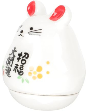 TOYANDONA Keramik Maus Deko Wackelfigur Stabil Tischornament Glücksbringer Geschenk für Büro Wohnraum Schlafzimmer