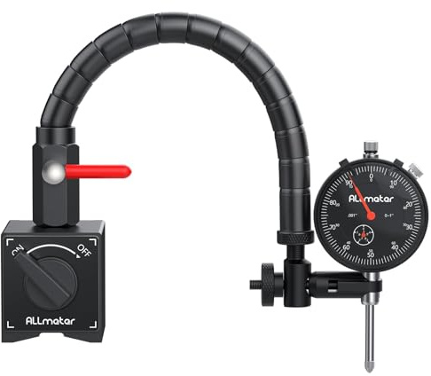 ALLmeter Dial Indicator Set with Magnetic Base,0-1 Inch Range 0.001 Accuracy,176lbs Heavy Duty Flexible Snake Arm Stand,Precision Machinist Tool for Lathe CNC Runout Alignment