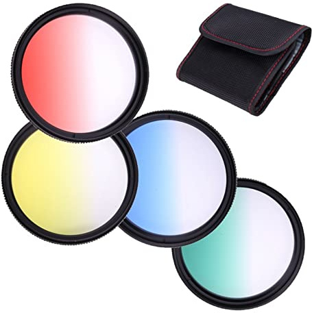 Set di filtri graduati per obiettivo fotocamera da 55 mm, rosso, giallo, blu, verde, con custodia, per fotocamera mirrorless Sony a7 V con obiettivo FE 28-70 mm f/3.5-5.6 OSS II