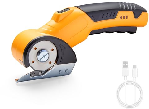 Rechargeable Electric Box Cutter | Cordless Electric Scissors High-Precision Cardboard Cutter Electric for Carpet, Plastic & Sheet-Aluminum – Safety Lock, Type-C Charging & LED Light