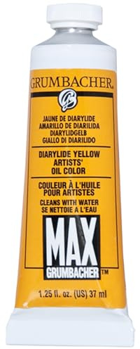 Grumbacher Max Water Miscible Oil Paint, 37ml/1.25 oz, Diarylide Yellow