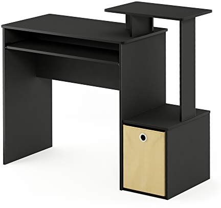 Furinno Econ Mehrzweck Home Office Computer Schreibtisch mit Ablage und Einschub, holz, Schwarz Braun, 40.01 x 40.01 x 86.61 cm