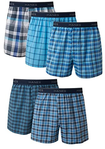 Hanes, FreshIQ - Calzoncillos Tipo bóxer para Hombre, sin Etiqueta, con diseño de tartán y elástico Visible (Paquete de 5) Surtido Grande