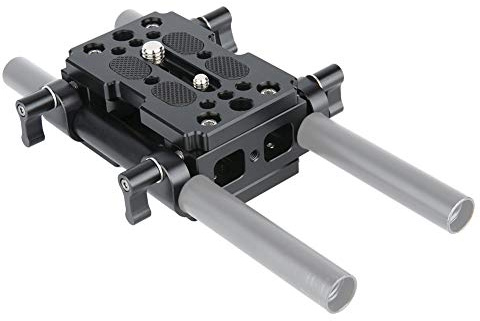 NICEYRIG Shoulder Support Camera Baseplate with 15mm Rod Clamp Railblock for Rod Support/DSLR Rig Cage