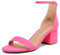 DREAM PAIRS Womens Bridal Sandals Ladies Mid Low Block Heels Sandals,Fuchsia/Suede Size 5 UK, Low-Chunk