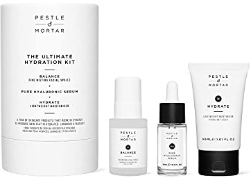 Pestle & Mortar Ultimate Hydration Kit- Hyaluronic Acid Face Serum - Lightweight Anti Ageing Face Moisturiser - Hydrating Facial Mist