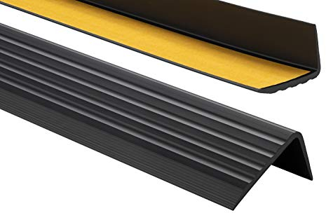 PVC Treppenkantenprofil Selbstklebend Winkelprofil Anti-Rutsch Treppenkante 41x25mm 1,10m, Schwarz