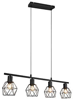 meineWunschleuchte Industrial Balken-Pendelleuchte NARDA schwarz matt, 4-flammig