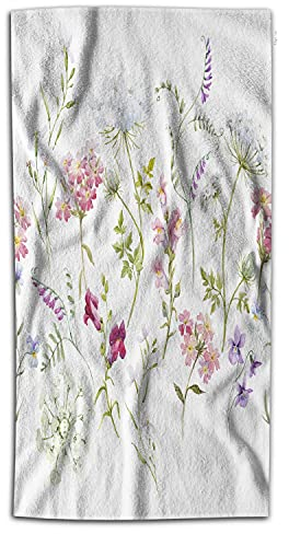 WONDERTIFY Handtuch mit Blumenmuster, Aquarell, zarte Blumen, Wildblumen, Rosa, Hellbraun, Stiefmütterchen, weiße Blumen, Handtücher für Badezimmer, Hand- und Gesicht, 38,1 x 76,2 cm