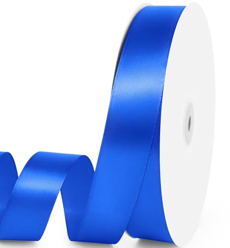 Quhora 1 x 100 Yards Satin Ribbon - Royal Blue Silk Ribbon with Spool - Ideal for Gift Wrapping, Floral Bouquets, Crafts, Wedding Party Decorations, Christmas and Sewing Projects