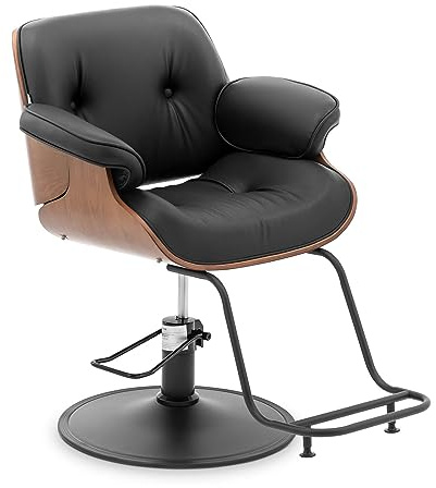 Physa Filey Svart frisörstol med fotstöd 470–570 mm, 200 kg, roterbar, 360°, svart, barberstol, frisörstol, höjdjusterbar