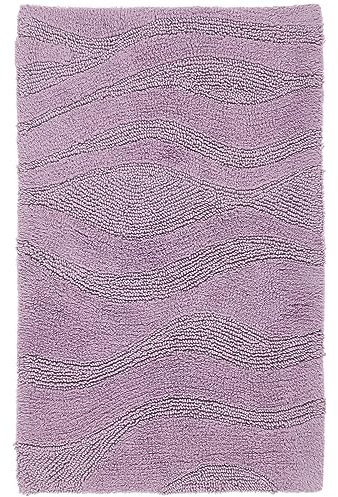 RugVista Badematte Breeze, 50 x 80 cm, Rechteckig, Mittelflor, Anti-Rutsch, Moderner Badteppich, Maschinenwaschbar bis 30°C, 100% Baumwolle, Lila