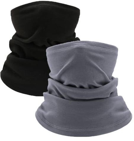 EUPSIIU 2 Stück Kinder Winter Loop Schal, Kinder Schal Schlauchtuch, Halswärmer Halstuch Winddicht Maske Warmer, Warm Maske für Outdoor Sport Radsport Laufen Ski, Einheitsgröße (Grau, Schwarz)