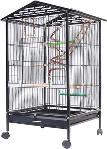 JOLUCE Original Bird Cage Bird Cage with Stand for Lovebirds Iron Wire Durable Luxury Bird Villa, Parrot Cage with Swing, Standing Pole, Big Space Spacious Bird Cage, with Rollers