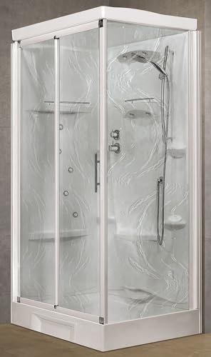 Novellini New Holiday 2P+F Hammam 120x80 cm Cabina Doccia Multifunzione Apertura Scorrevole Miscelatore Termostatico Vetro Aqua Profilo Bianco Reversibile Idromassaggio Sauna Ripiani Altezza 225,5 cm