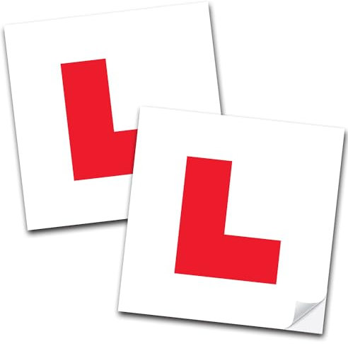 SAFESIGN (2 Pack) LEARNER STICKER L Plate Stickers Legal Learner DriverSign - Water Proof Conforms to EN ISO 7010:2012