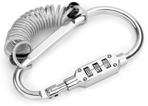 Zahlenschloss Karabiner Helmschloss Motorrad 3 Zahlenscheiben mit 100cm Flexiblem Kabel für Fahrräder Motorrädern Spind Kabinett Gepäck