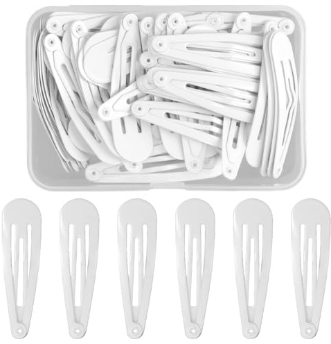 NATUCE 50PCS Mollette per Capelli Bambina Donne, 5CM Nero Fermagli per Capelli in Metallo, Accessori per Bambini, Carino Fermagli per Capelli, Capelli Antiscivolo Accessori per Ragazze (Bianco)
